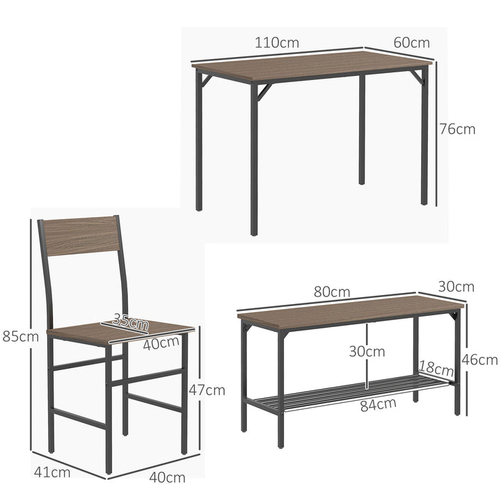 HOMCOM Dining Table Set with Storage, Grey