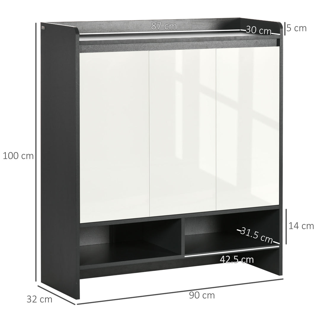 High Gloss Grey Shoe Cabinet