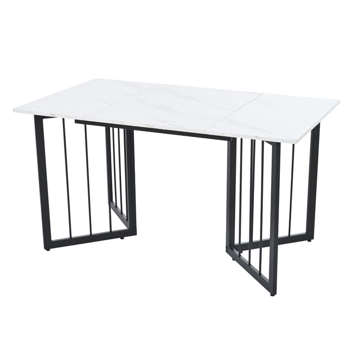 Modern Rectangular Extendable Dining Table with V-shaped Support Legs