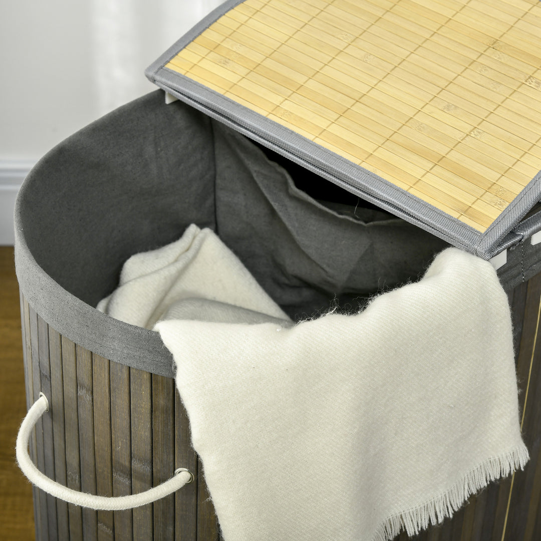 Bamboo Laundry Sanctuary: 100L Dual-Compartment Hamper with Lid & Removable Liner