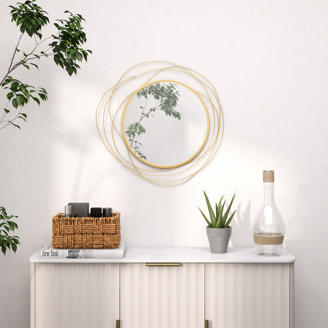 Abstract Metal Wire Wall Mirror