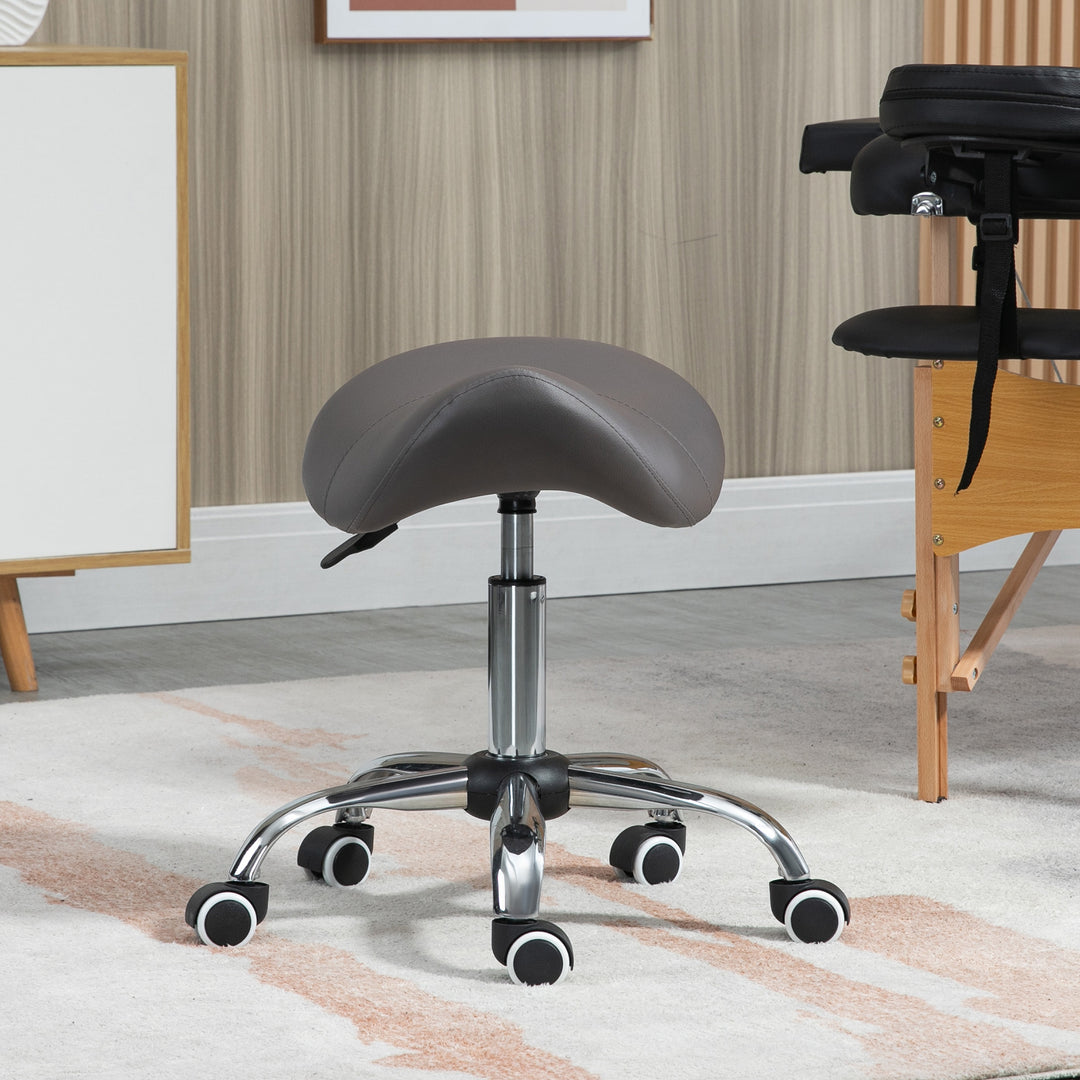 Cosmetic Stool 360Â° Rotate Height Adjustable Salon Massage Spa Chair Hydraulic Rolling Faux Leather Saddle Stool