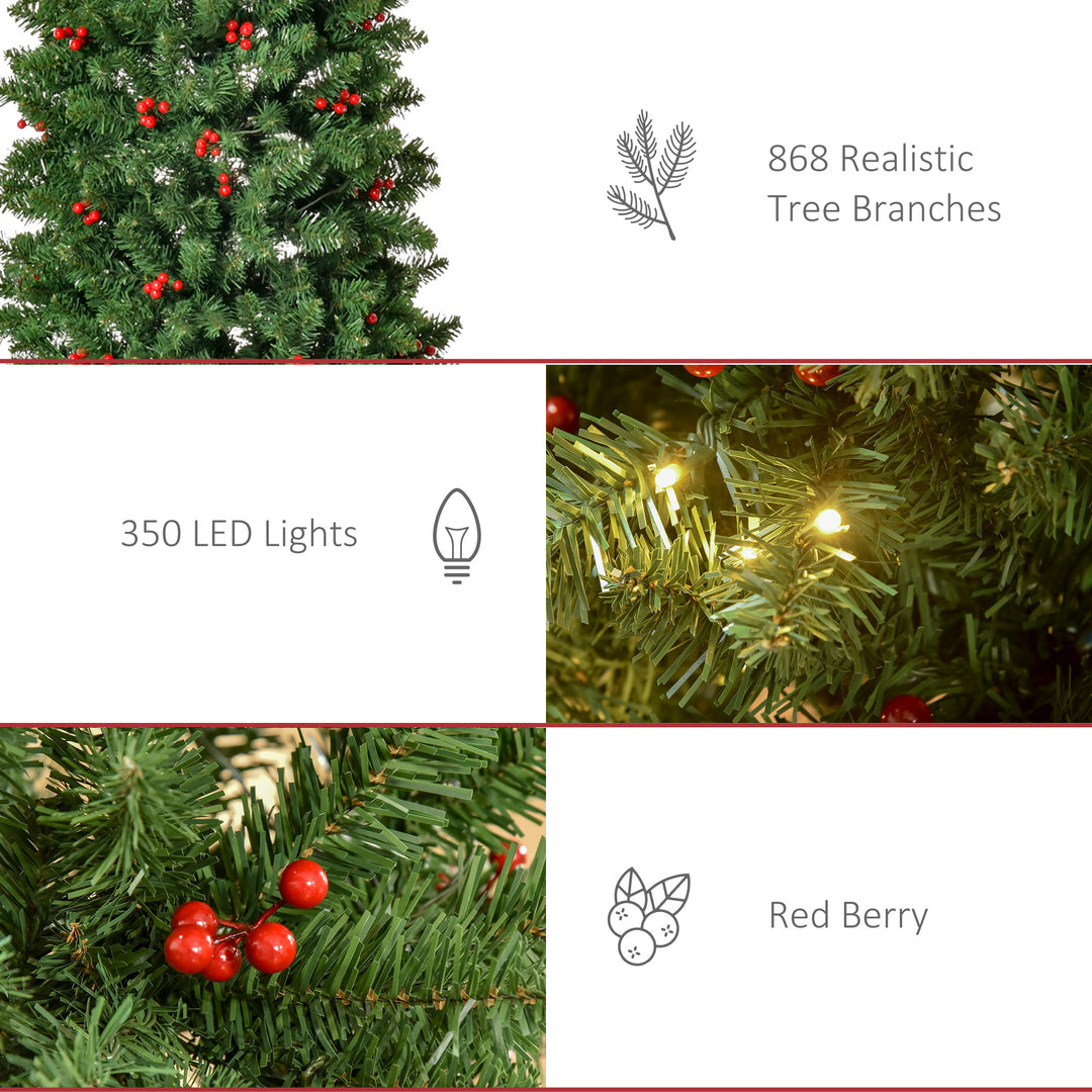 7FT Prelit Artificial Pencil Christmas Tree with Warm White LED Light