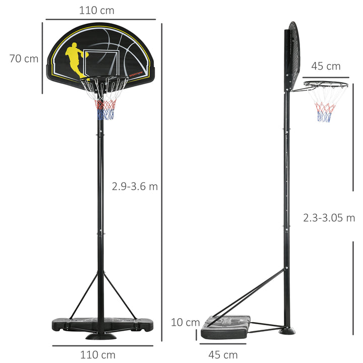 2.3-3m Basketball Hoop and Stand with High Strength PE Backboard and Weighted Base