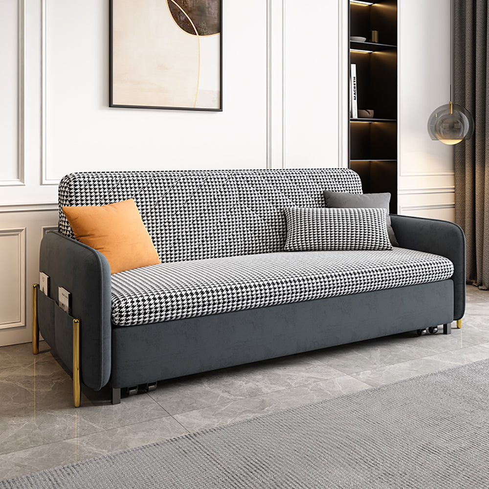 78.7" King Size Upholstered Convertible Sofa Bed Deep Gray Sleeper Sofa with Storage