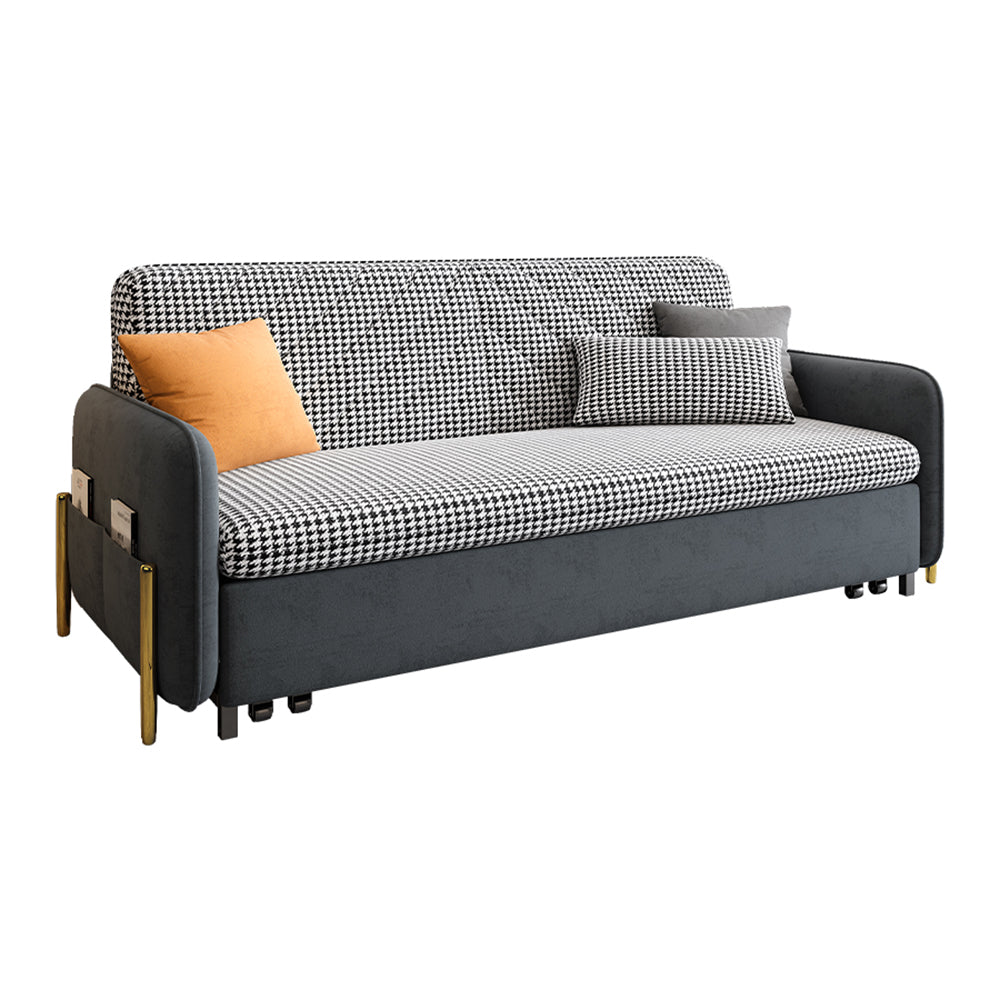 78.7" King Size Upholstered Convertible Sofa Bed Deep Gray Sleeper Sofa with Storage