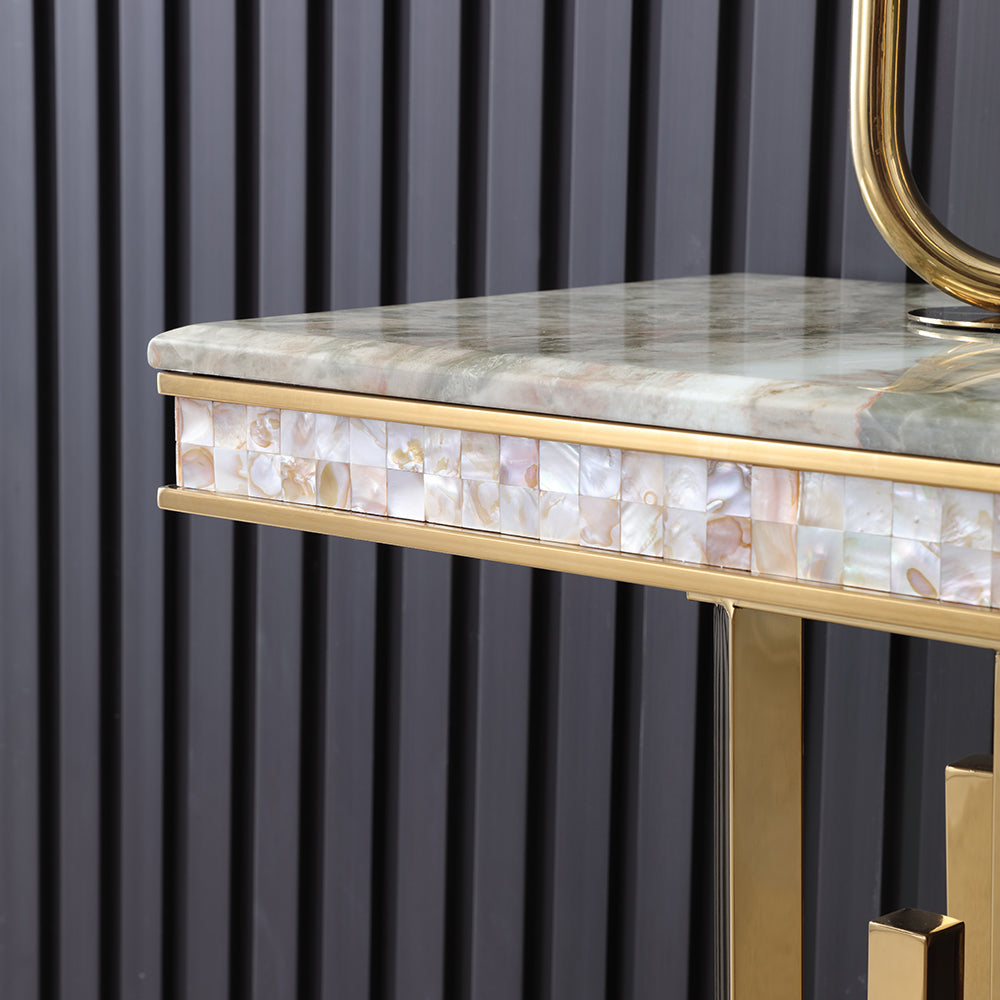 1500mm Modern Marble Console Table Narrow Hallway Table with Gold Stainless Steel Base