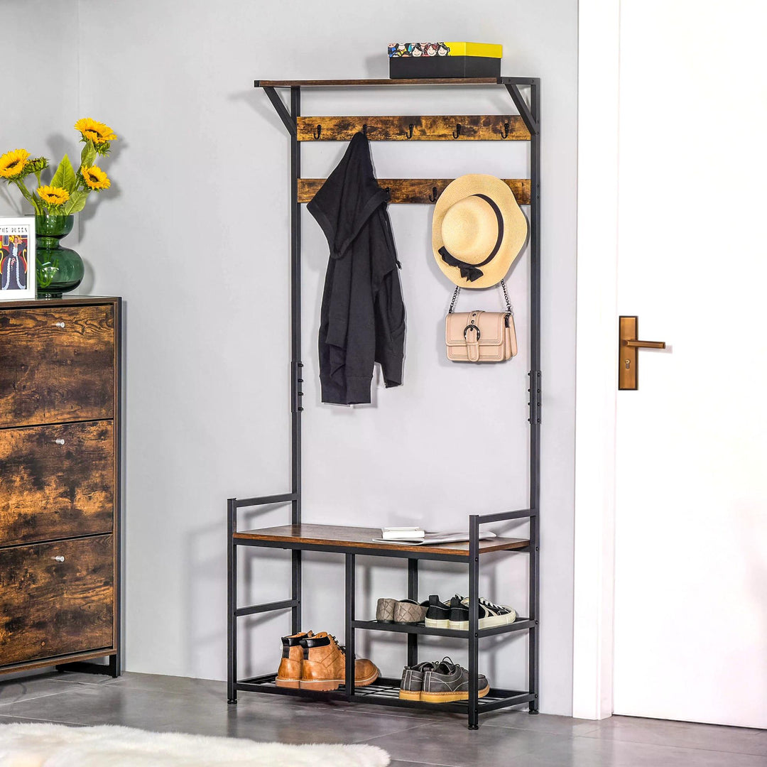 HOMCOM Coat Rack with Shoe Storage Bench