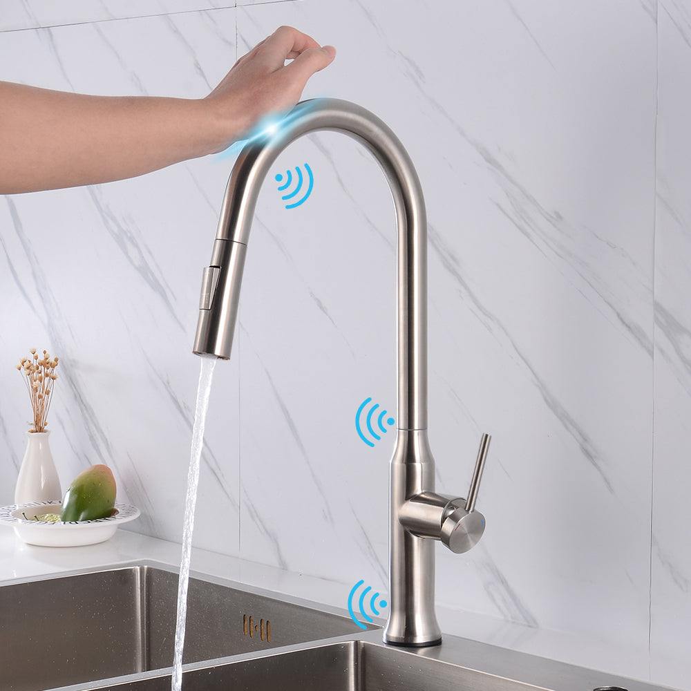 Kitchen Tap with Sprayer Pull Down Touch Tap Brushed Nickel Stainless Steel