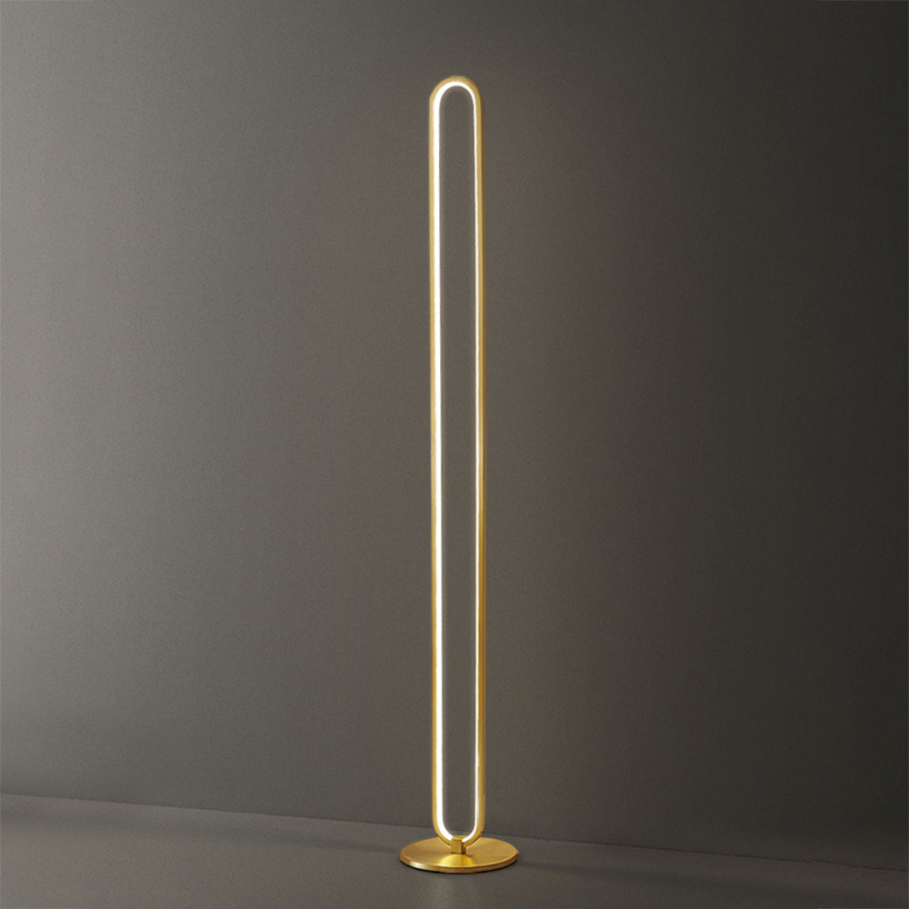 Modern Linear LED Floor Lamp Gold Metal Base Brass Standing Lamp