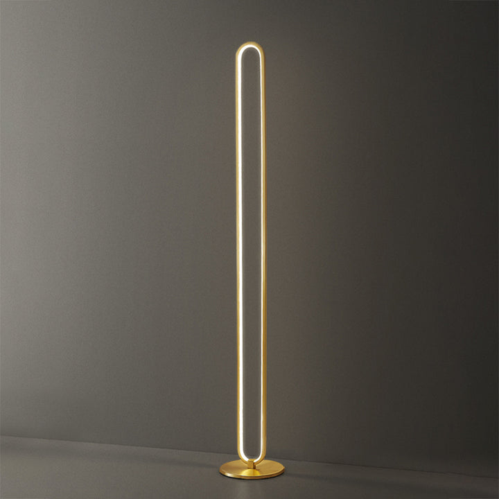 Modern Linear LED Floor Lamp Gold Metal Base Brass Standing Lamp