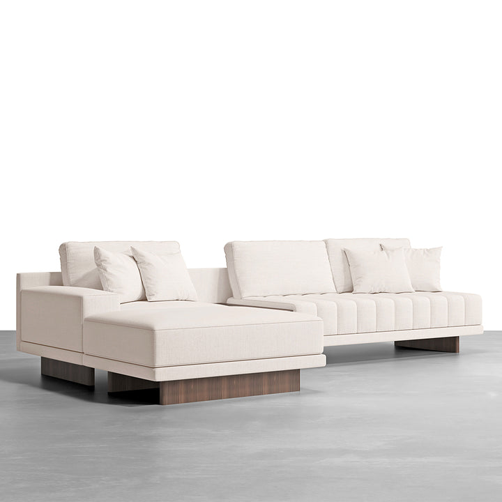 Modular Fabric Sectional Sofa Set with Wood Block Coffee Table