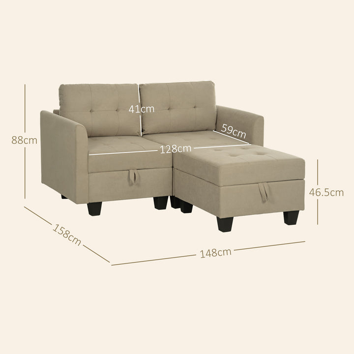 Light Brown L Shape Modular Storage Sofa