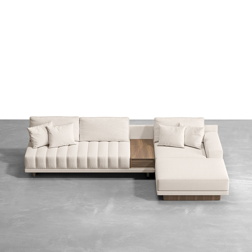 Modular Fabric Sectional Sofa Set with Concrete Coffee Table