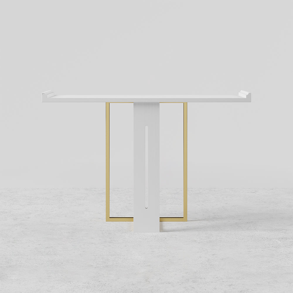 1000mm Narrow Console Table for Entryway Foyer White Solid Wood & Gold Metal in Small