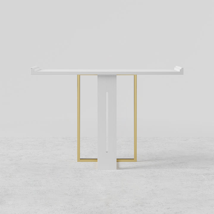 1000mm Narrow Console Table for Entryway Foyer White Solid Wood & Gold Metal in Small