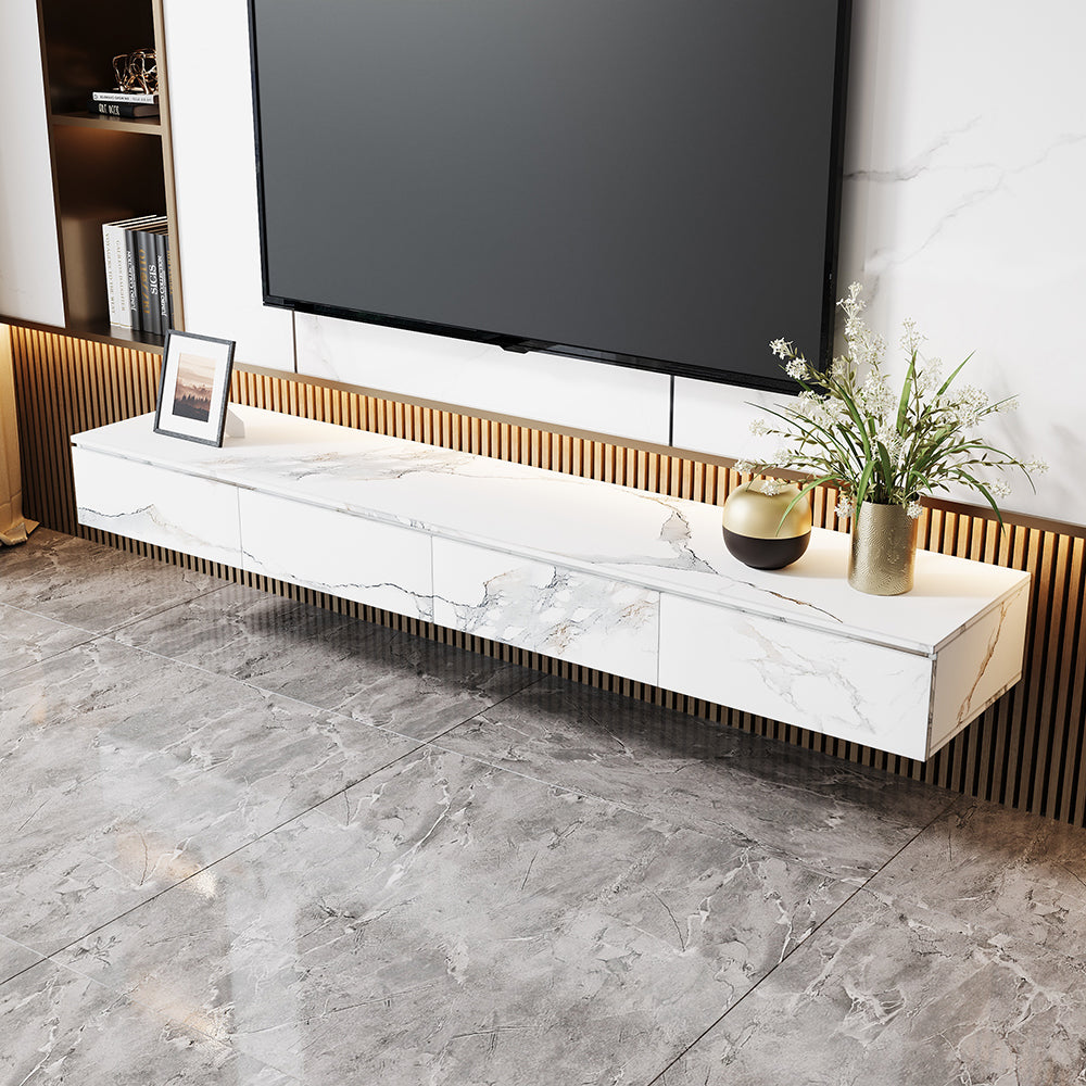 Floating TV Stand Marble Veneer Wall-Mount Media Console Storage for TVs up to 2159mm