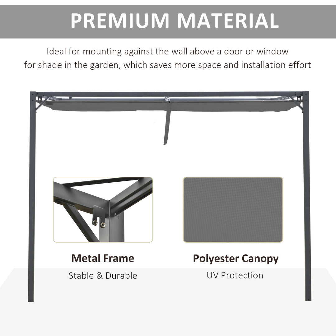 3(m) Outdoor Pergola Retractable Canopy Wall Mounted Gazebo Patio Shelter Sun Shade