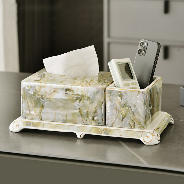 Marble Tissue Box Ceramics Tissue Holder Set