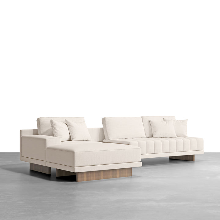 Modular Fabric Sectional Sofa Set with Concrete Coffee Table