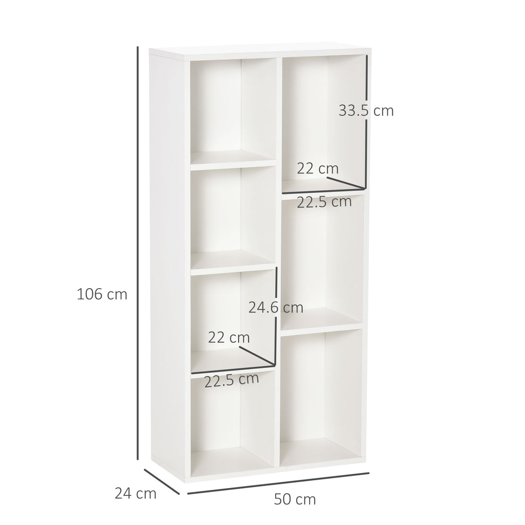 HOMCOM Seven-Cube Bookcase, White