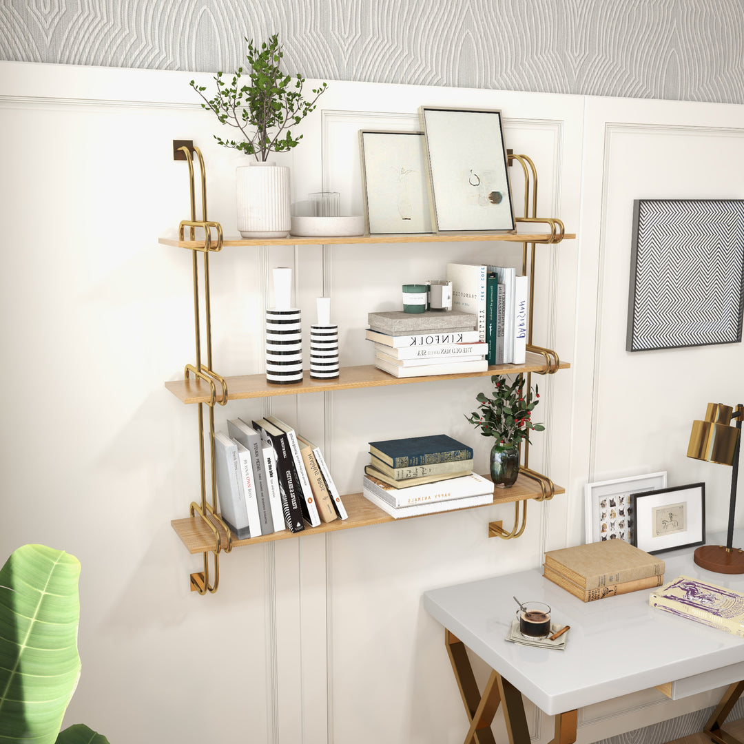 3-Tier Luxury Floating Shelves Wall Shelf in MDF Wall Mounted Shelves