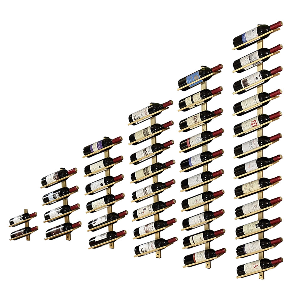 Industrial Gold Wall Mounted Wine Rack Set in Metal