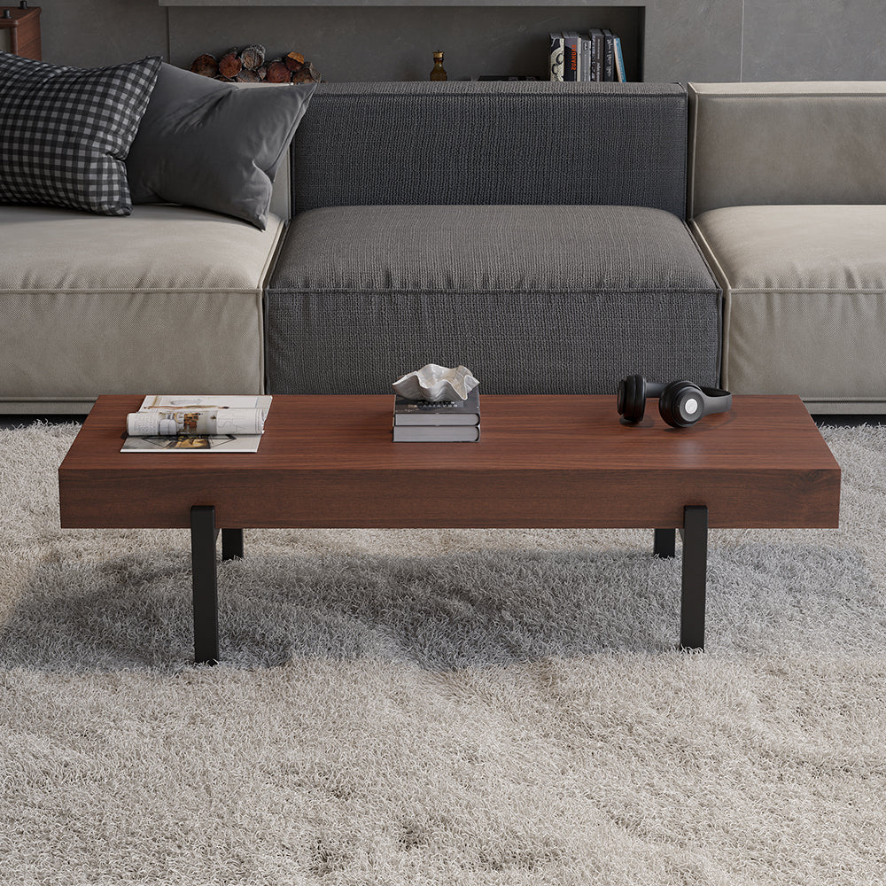 1000mm Rustic Narrow Coffee Table Pine Wood Top for Small Space