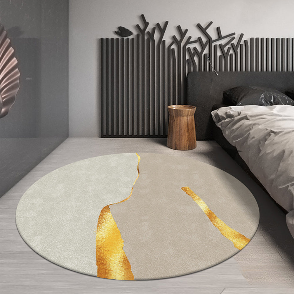 2150mm x 2150mm Circular Modern & Creative & Light Luxury Khaki & Yellow Area Rug