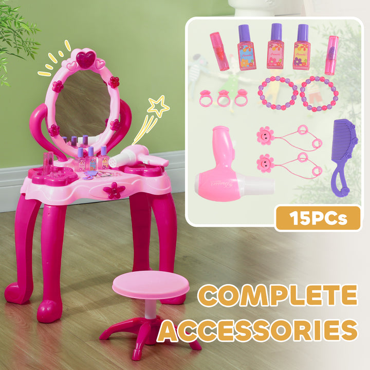 Kids Dressing Table with Mirror and Stool