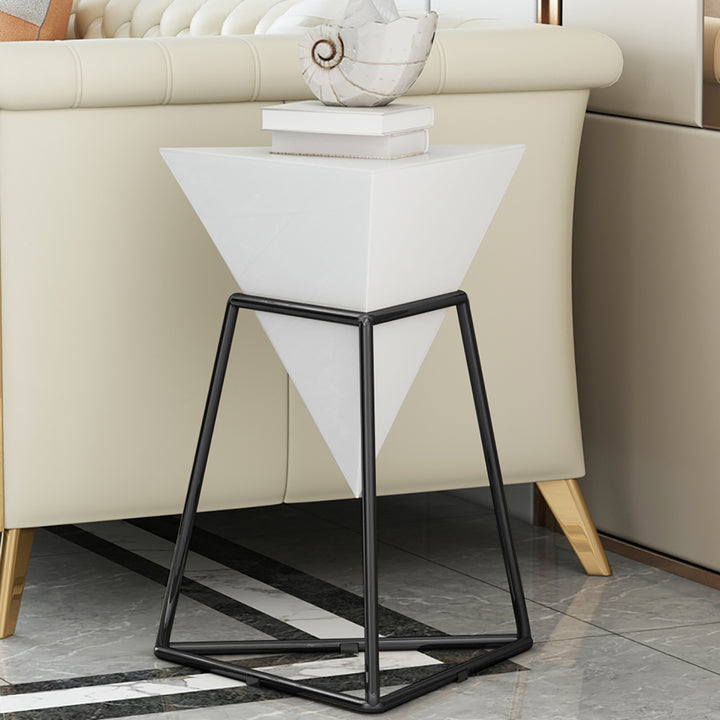 White Geometric End Table Accent Side Table