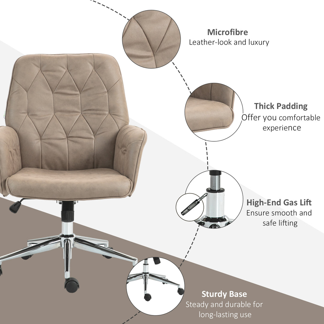 Vinsetto Ergonomic Microfibre Office Chair, Swivel Desk Chair with Adjustable Height & Armrests, Beige Aosom UK