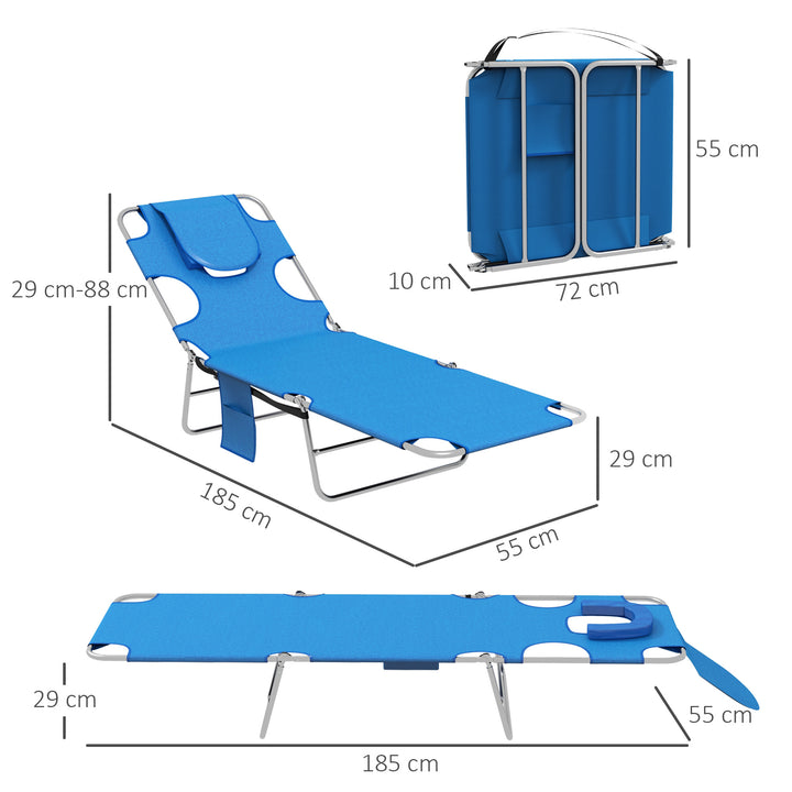 Foldable Sun Lounger Set of 2 with Reading Hole