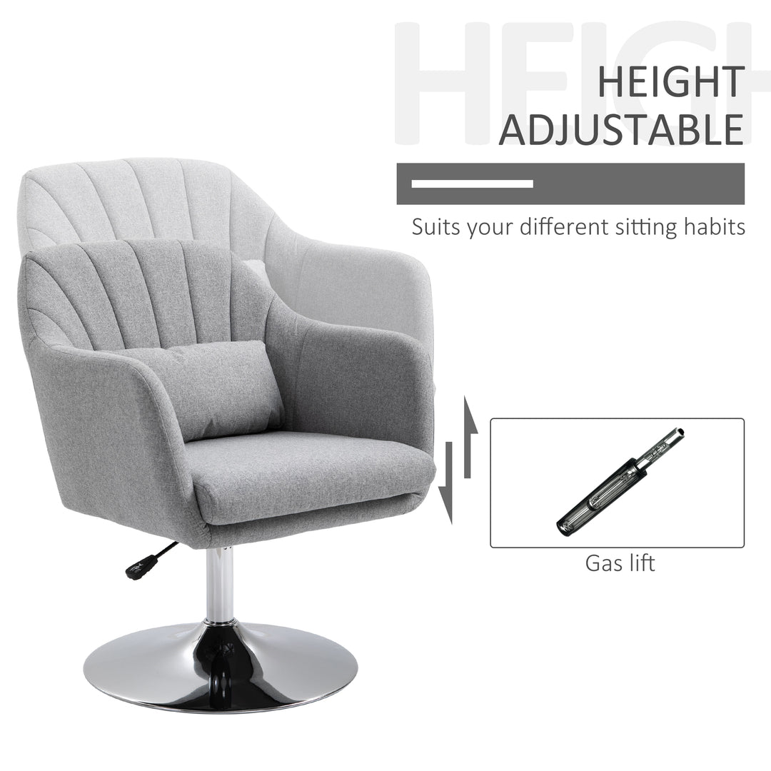 Swivel Accent Chair Contemporary Vanity Armchair with Adjustable Height Thick Cushion Lumbar Support Armrest for Bedroom