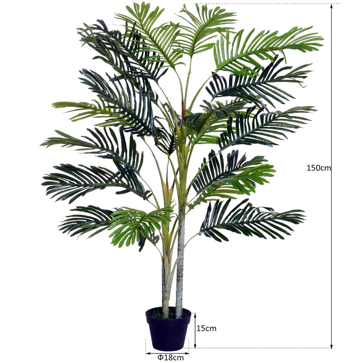 150cm(5ft) Artificial Palm Tree Decorative Indoor Faux Green Plant w/Leaves Home Décor Tropical Potted Home Office