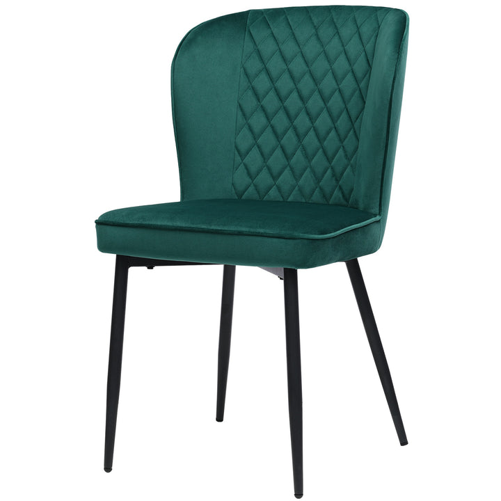 Set of 2 Velvet Dining Chairs with Metal Legs, Green