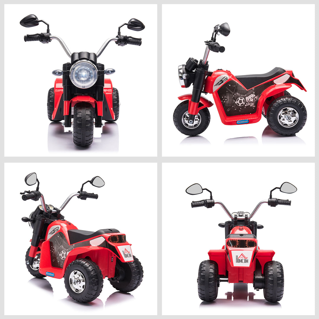 Kids Electric Motorcycle Ride-On Toy 3-Wheels Battery Powered Motorbike Rechargeable 6V w/ Horn Headlights for 18 - 36 Months Red