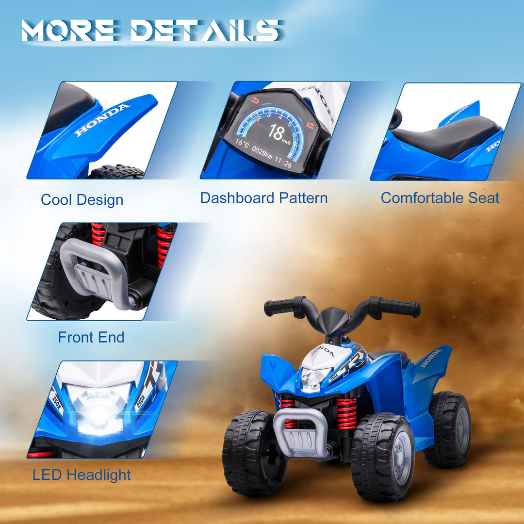 Honda Licensed Kids Electric Quad Bike 6V ATV Ride On for 1.5-3 Years Blue