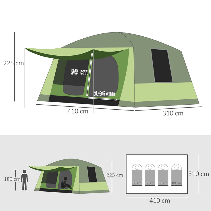 Two Room Dome Tent w/ Porch for 4-8 Man