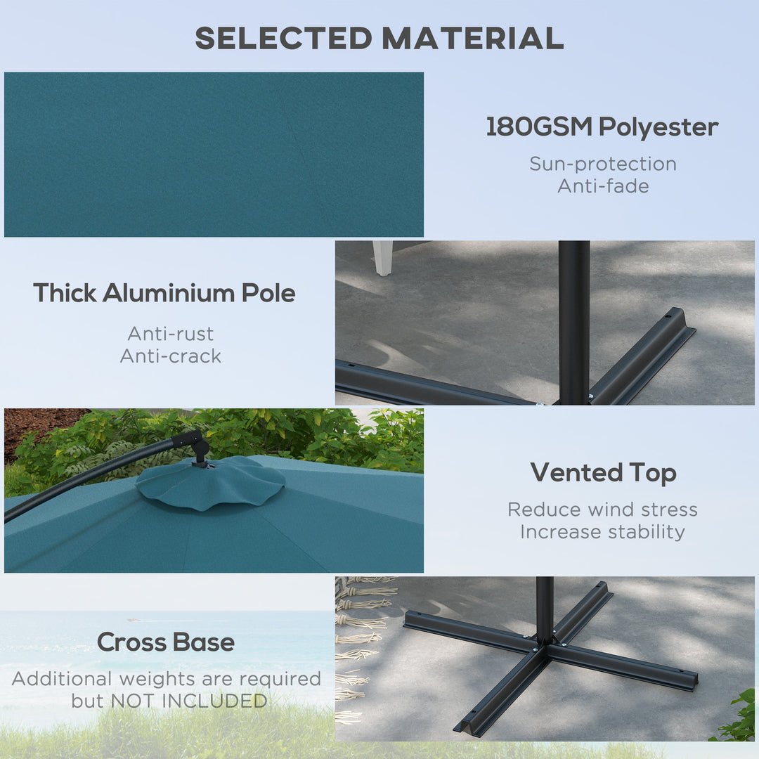 Waterproof Cantilever Parasol 3(m) with Cross Base