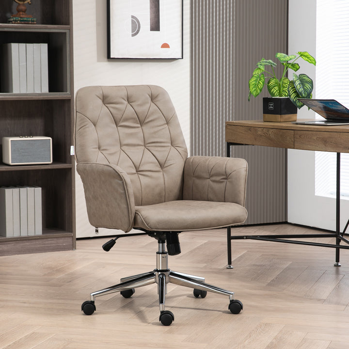 Vinsetto Ergonomic Microfibre Office Chair, Swivel Desk Chair with Adjustable Height & Armrests, Beige Aosom UK