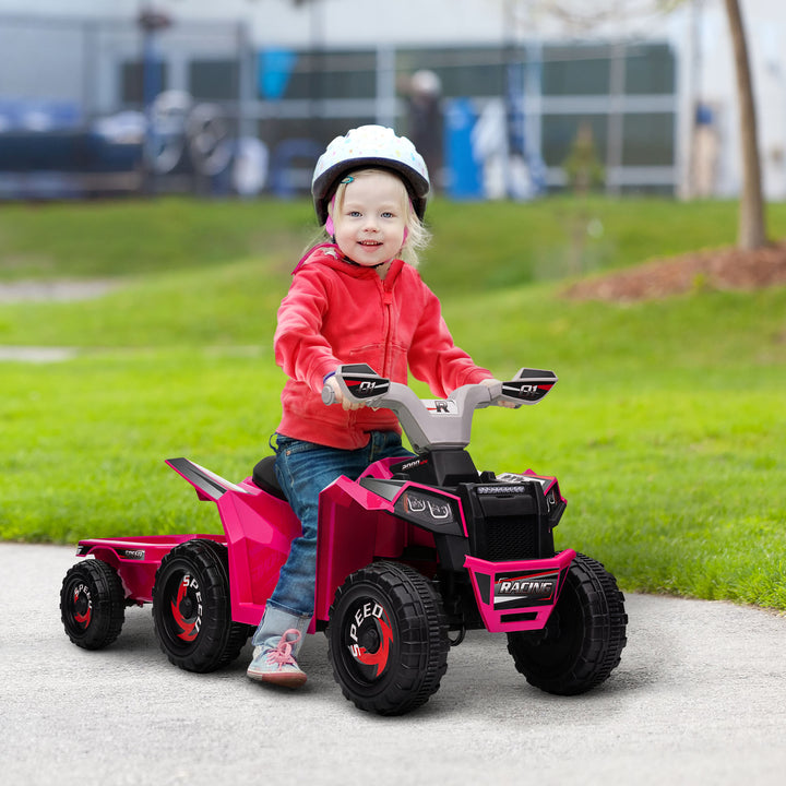 6V Electric Quad Bike for Toddlers with Rear Storage Trailer