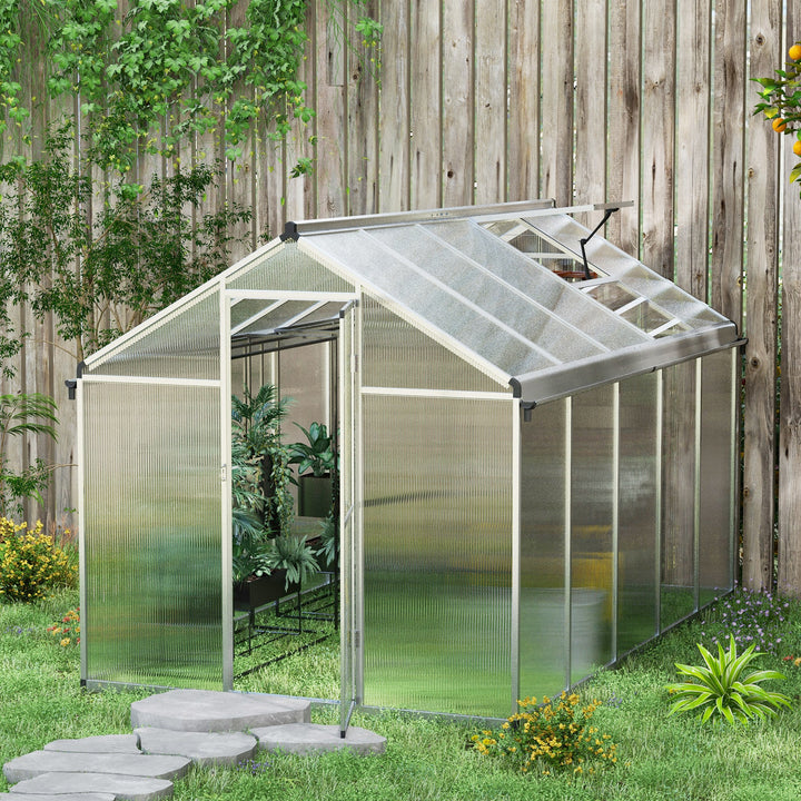 6 x 10ft Polycarbonate Greenhouse with Rain Gutters