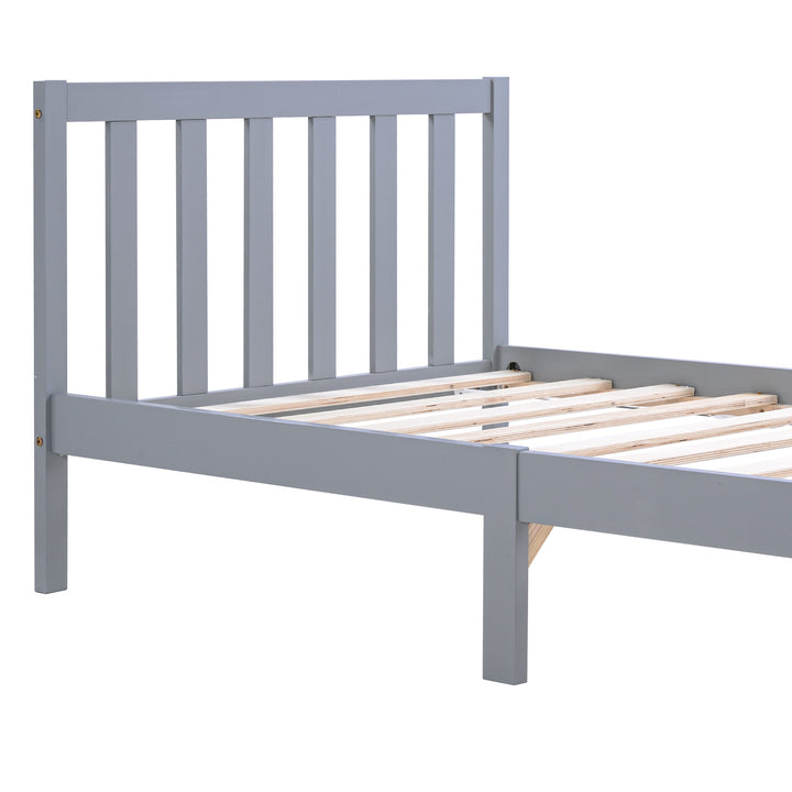 Solid Wooden Single Bed Frame with Headboard and Footboard