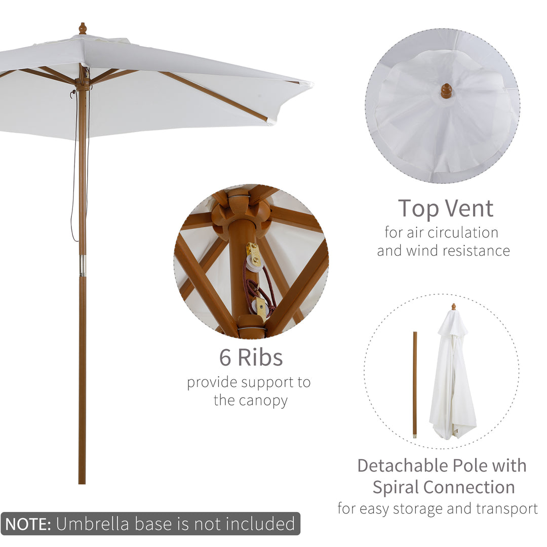 Wooden Patio Umbrella: 2.5m Garden Parasol with 6 Ribs