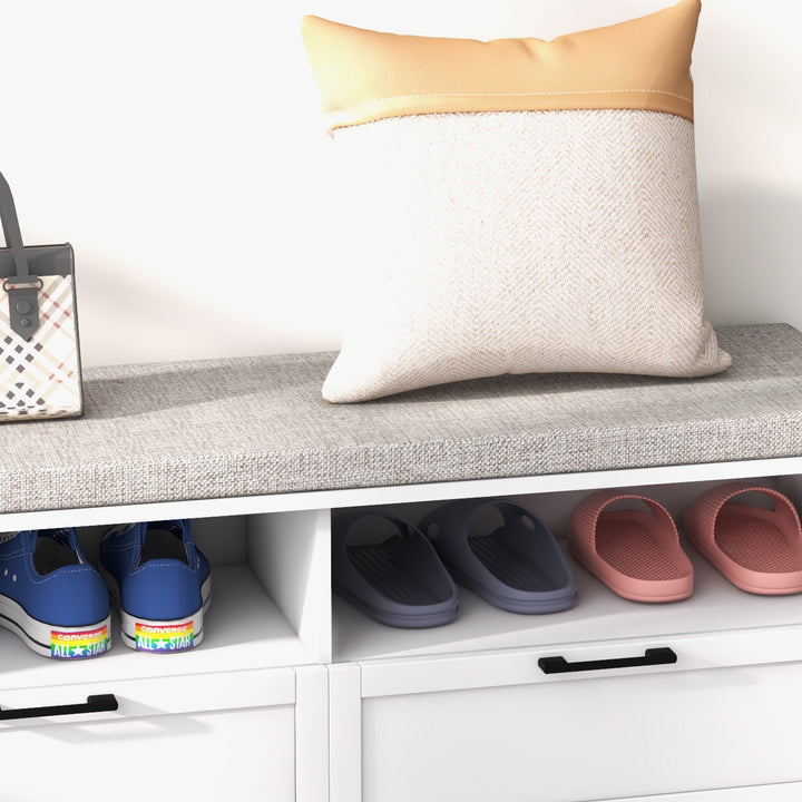 Entryway Bench: Padded Seating with Storage Drawers