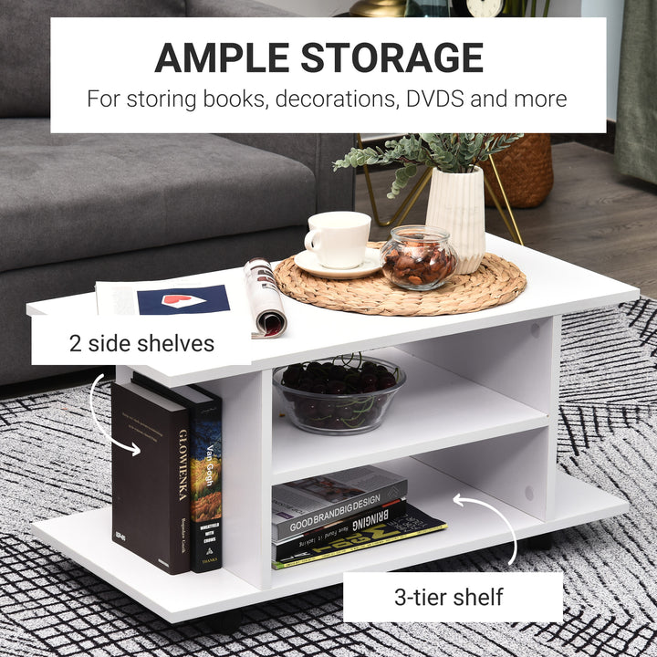 TV Stand W/ Shelves -White