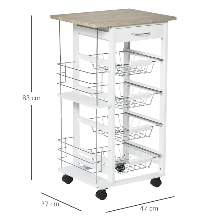 Kitchen Caddy: Movable Storage Marvel with Baskets & Racks