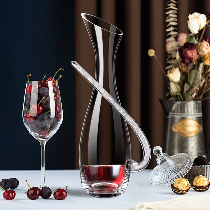 Creative Wine Decanter with Silver Cystal-Filled Handle