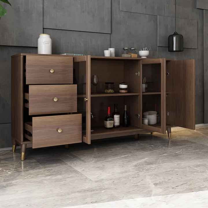 Ultic Modern Rectangle Sideboard Buffet with Ample Storages & Doors in Walnut